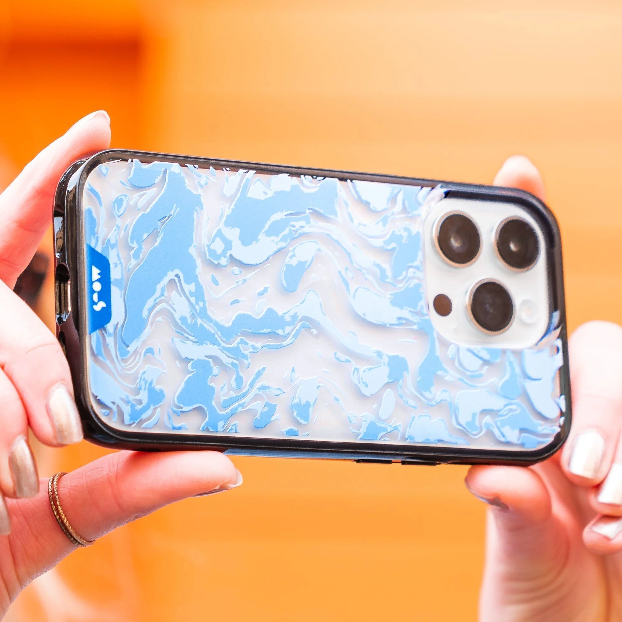 Sky Blue Protective Phone Case - Marbled - Image 11